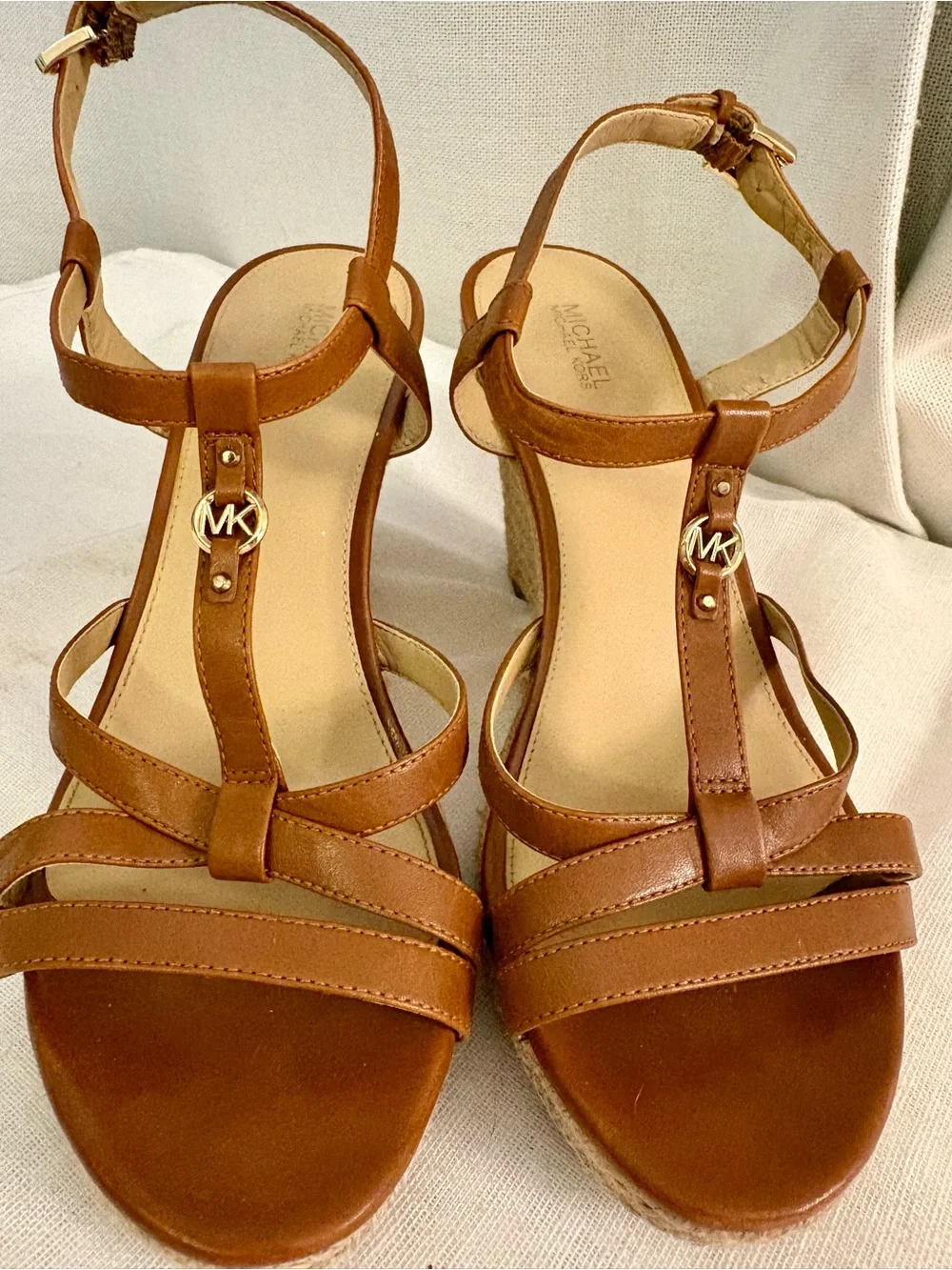 Michael Kors Cicely Espadrille Wedge Leather Sandals Resort-wear Size 9M